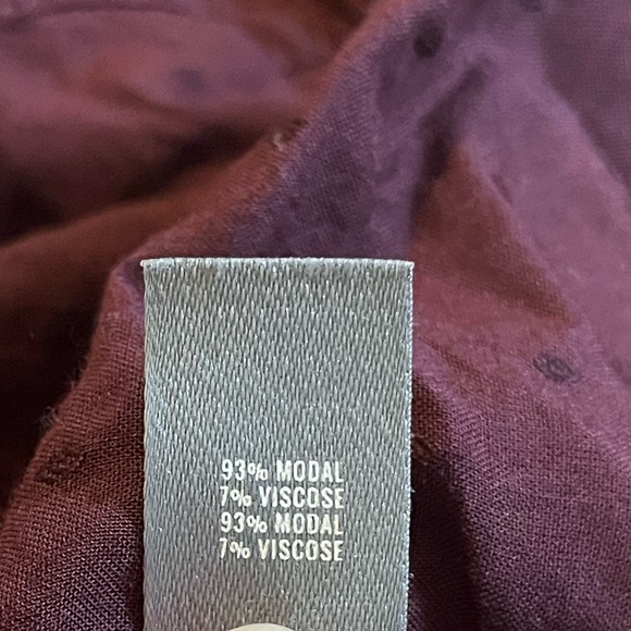 Aerie 3/4 Length Sleeve Eggplant Scoop Neck Blouse Medium - Picture 8 of 8